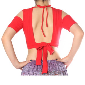 CHOLI HOYO EN HOMBRO ROJO
