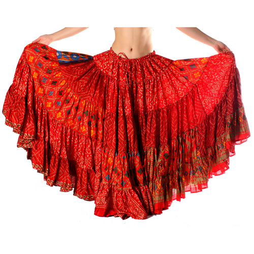 FALDA 25YD TIPO BANDHANI/CHUNRI SARI VINTAGE  PREMIUM ChO3- (104 cm)