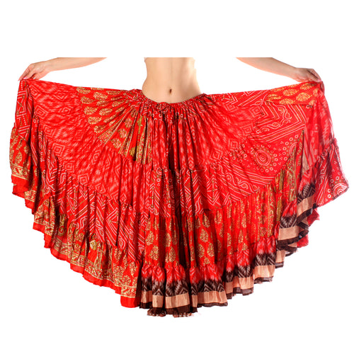 FALDA 25YD TIPO BANDHANI/CHUNRI SARI VINTAGE  PREMIUM Chs2- (95 cm)