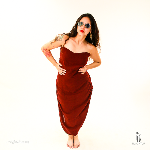 VESTIDO HAREM SIRENA FIBRA NATURAL (VINO)