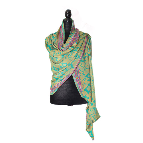 DUPATTA/CHAL/MASCADA LARGA/BUFANDA/PAÑOLETA DE SARI VINTAGE 3